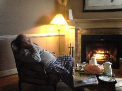 Relaxing in Front of Fireplace