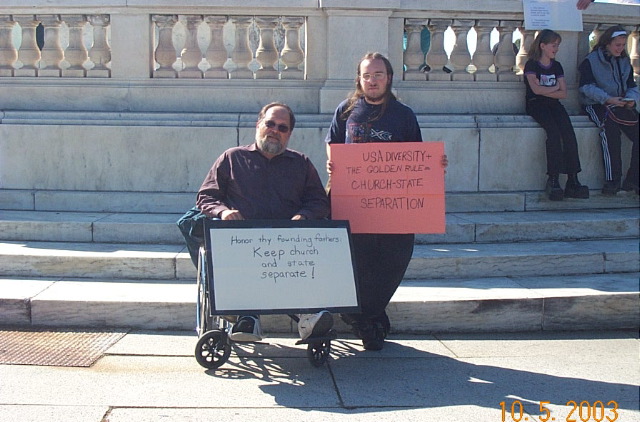 Race & Trevor with signs