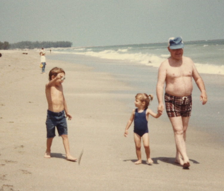 1982 on beach with Josh & Autumn